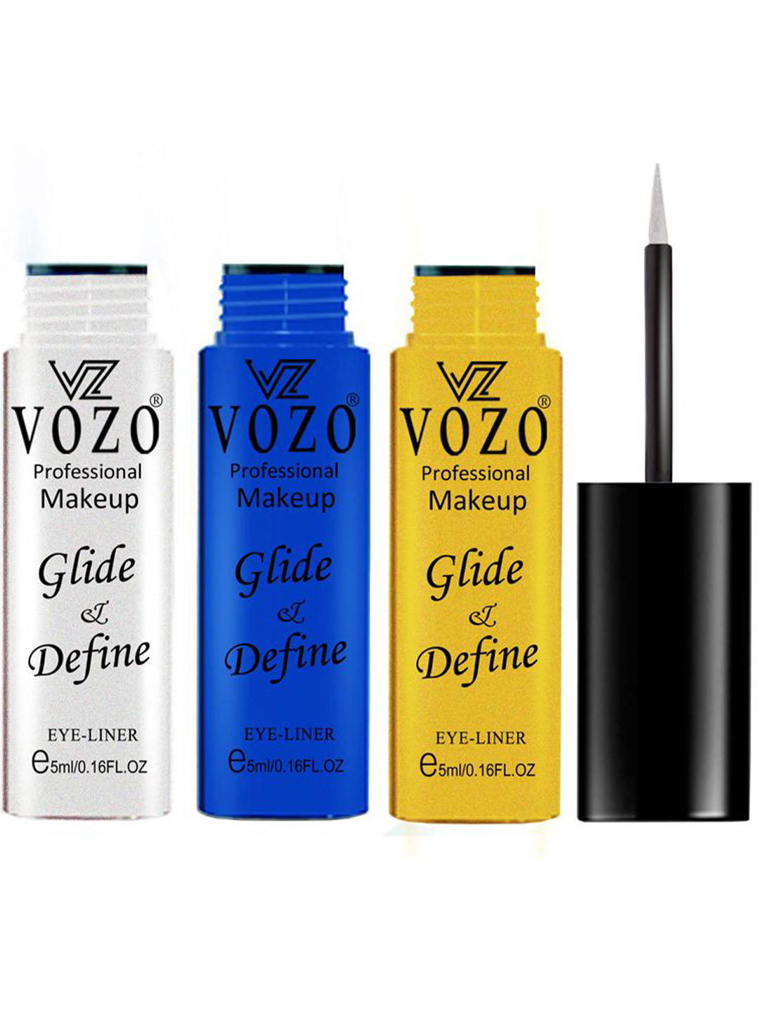 VOZO Set Of 3 Glide & Define Infusion Essential Liquid Eyeliner-5 ml Each-Shade- 01-08-10
