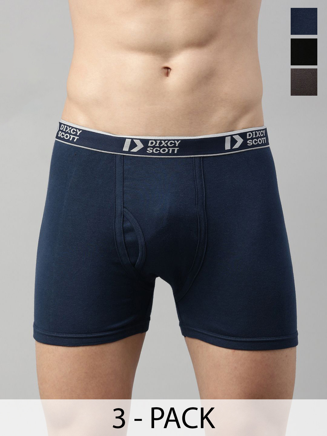 Dixcy Scott Originals 3-Pcs Pure Cotton Mid-Rise Trunks TITAN-TRNK-P3, DBBLDG