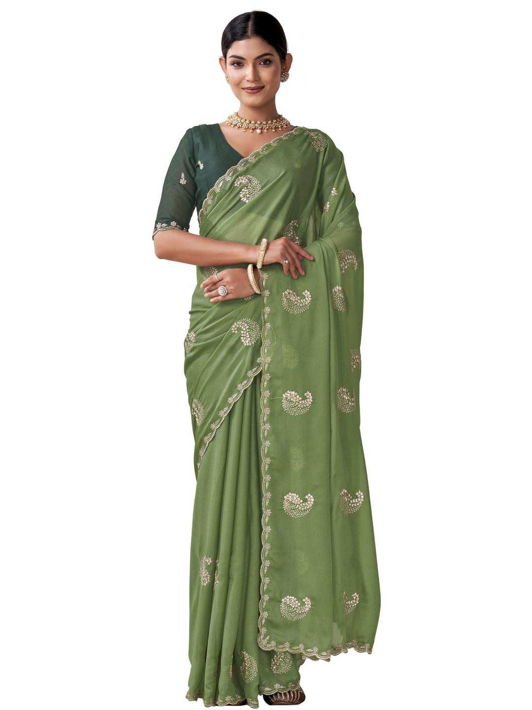 Kandora Floral Embroidered Pure Georgette Saree
