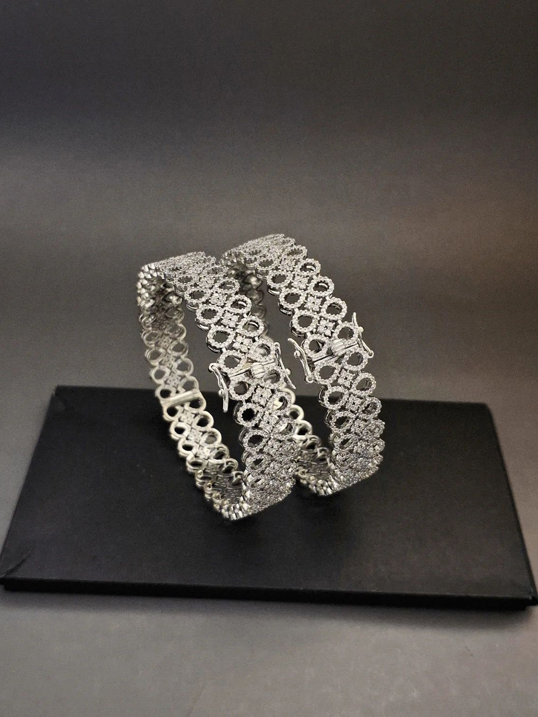 Zevarly Navya Set Of 2 American Diamond-Studded Bangles