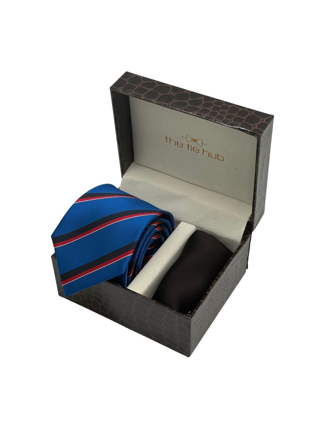The Tie Hub Men Accessory Gift Set Of Stripes Necktie with Pocket Square