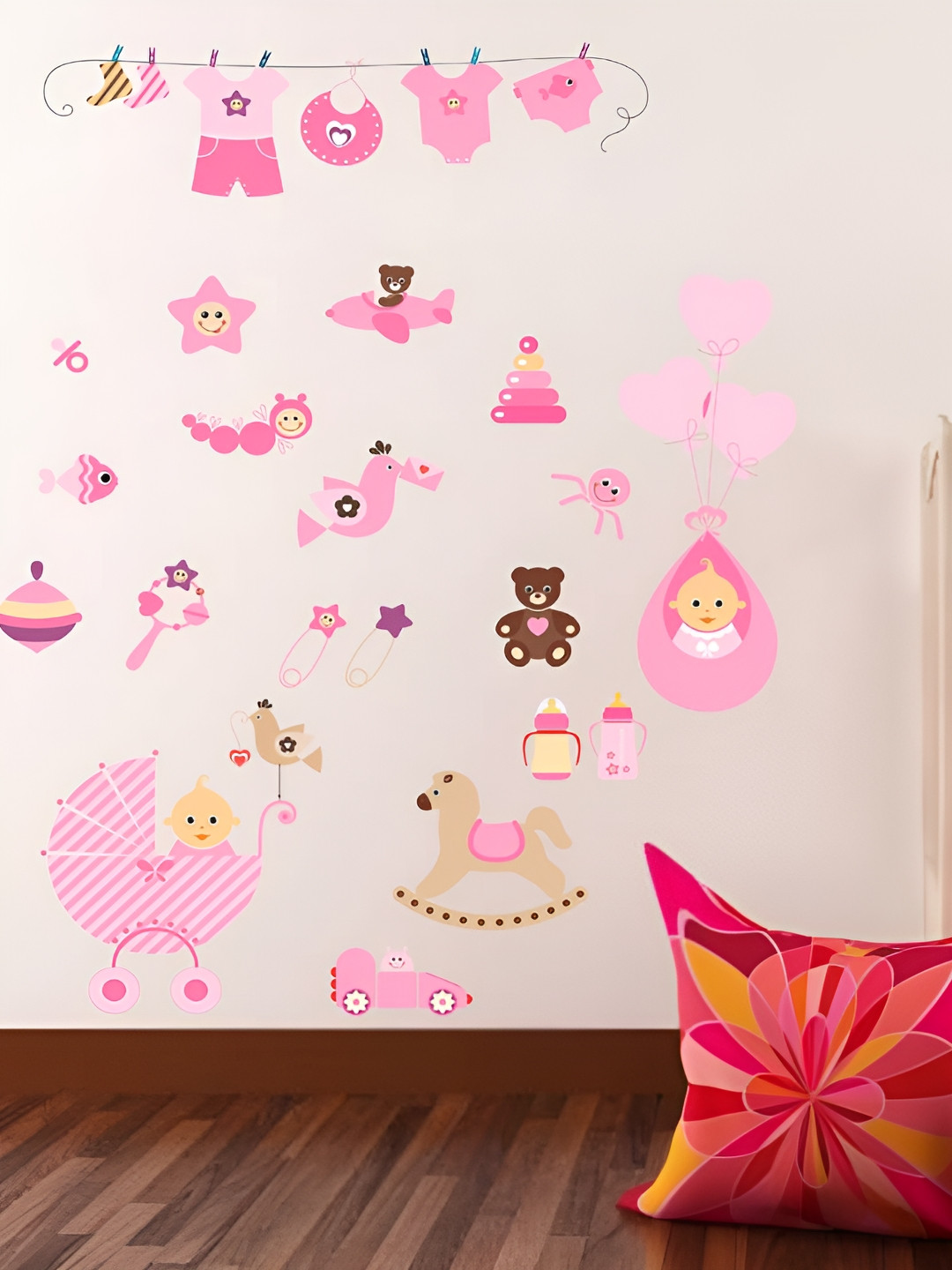 LANSTICK Pink Self-Adhesive Wall Sticker