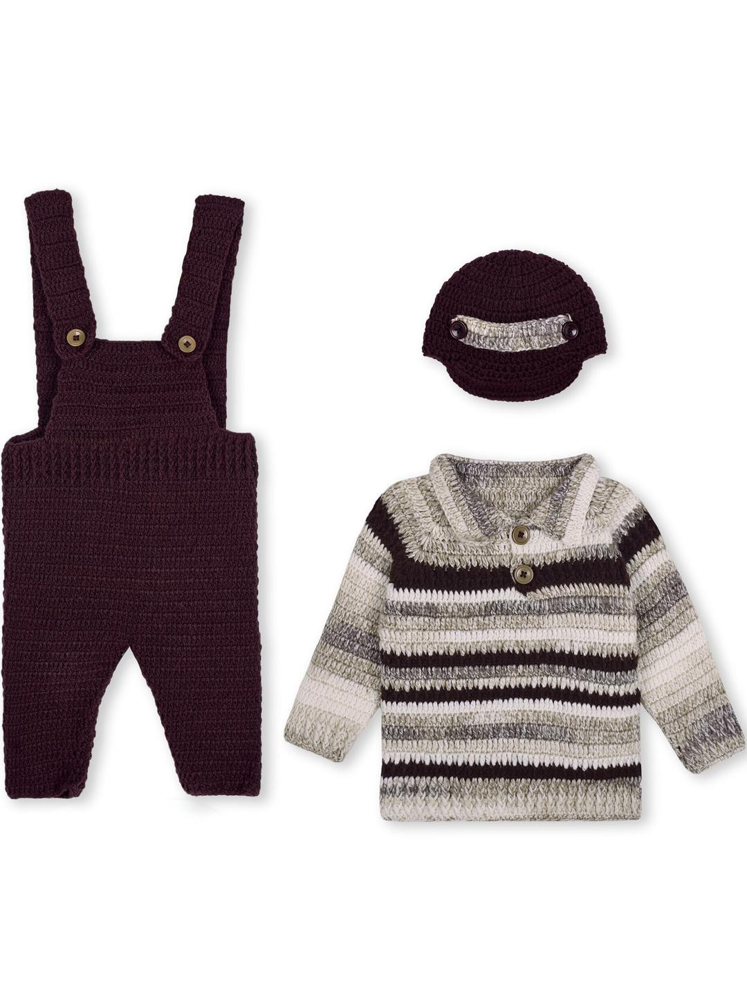 deva creation Brown Self Design Pure Wool Clothing Set