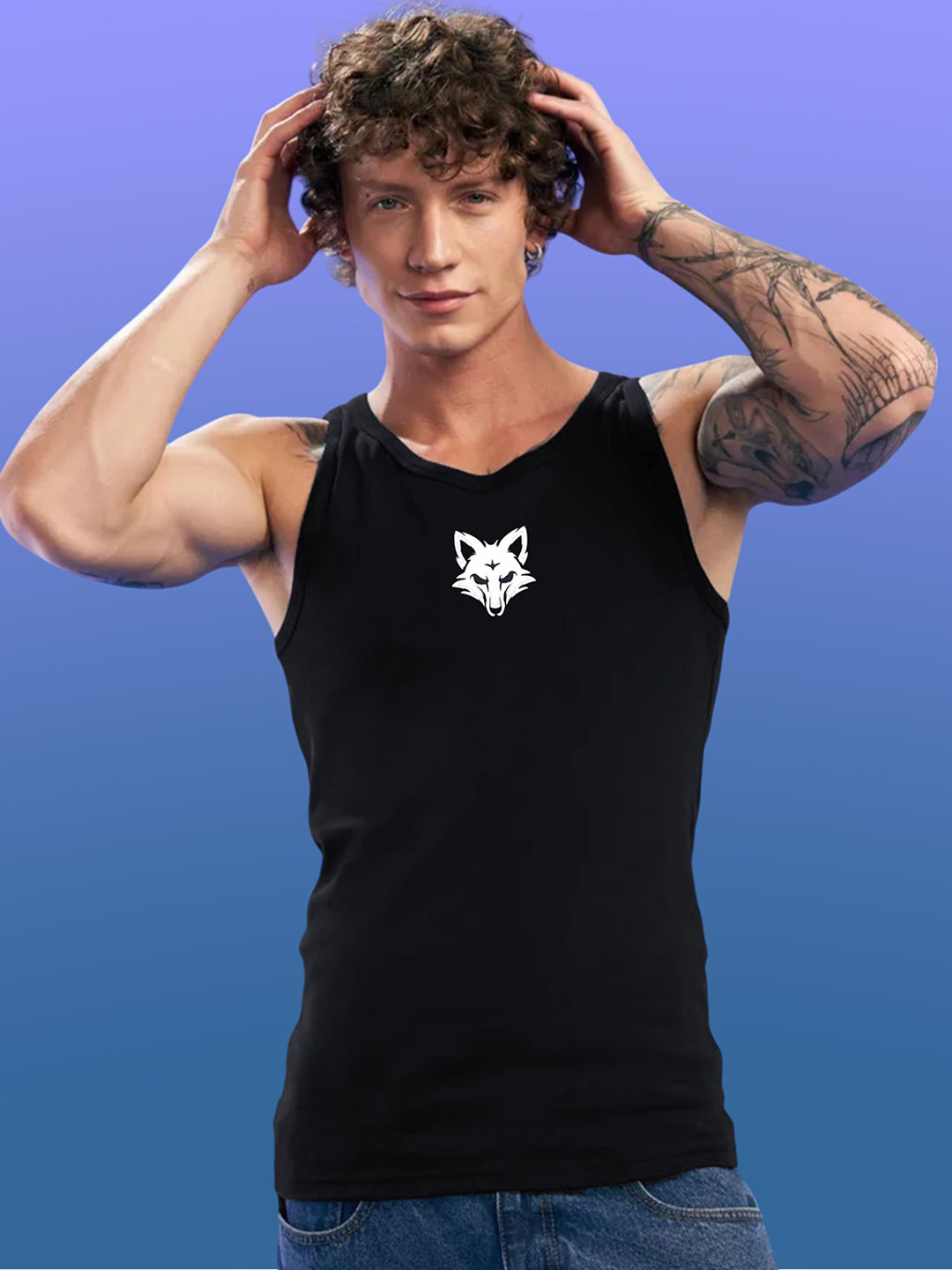 Uniplanet store Printed Scoop Neck Gym Vest UVM-LG-BE-KILLED-BLK-S