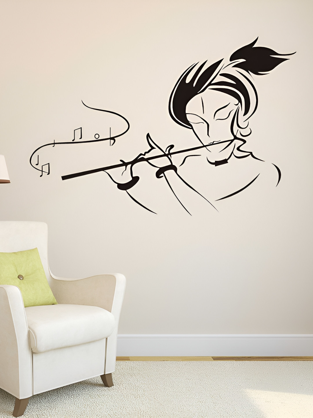 LANSTICK Black Music With Krishna Self-Adhesive Wall Sticker