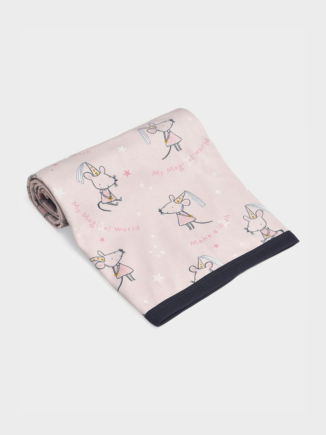 MiArcus Infants Pink & Black Cartoon Characters Printed Summer 350 GSM Single Bed Blanket