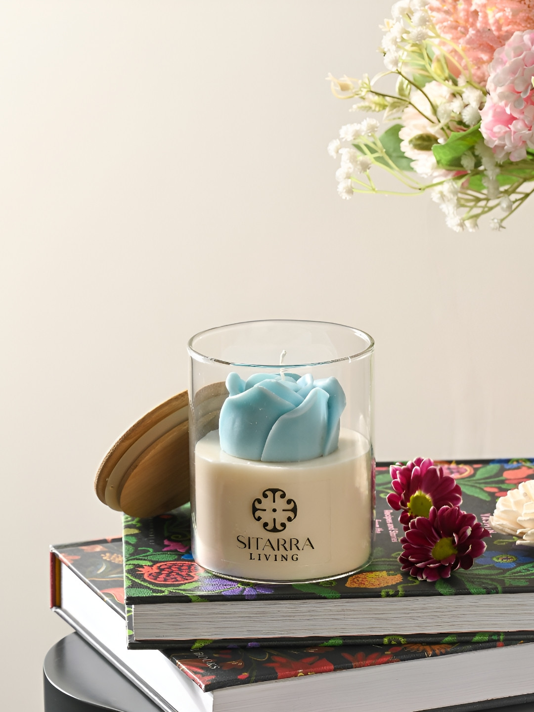 SITARRA LIVING White & Blue 1 pieces Jar Candle