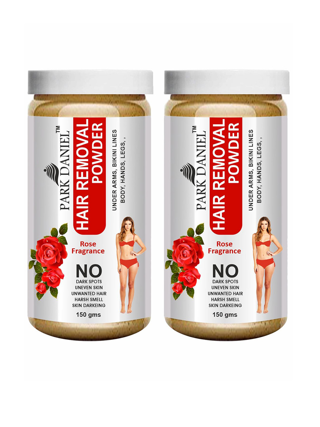 Park Daniel Set Of 2 Hair Removal Powder With Rose For Legs & Underarms - 150 g Each