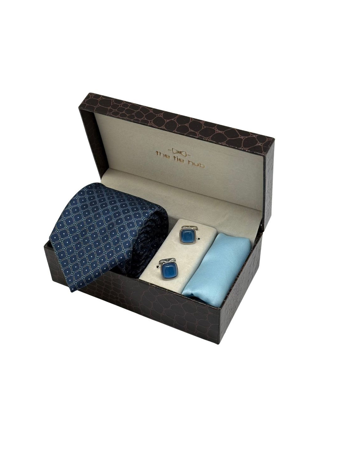 The Tie Hub Men Diamond Necktie with Cufflinks Accessory Gift Set