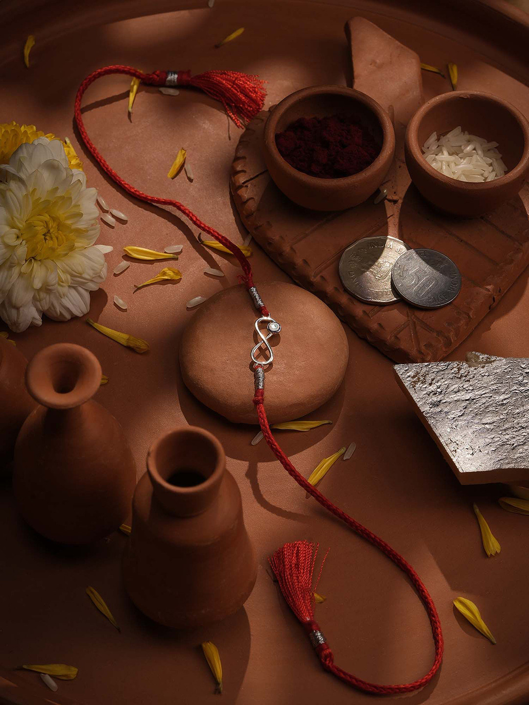 PALMONAS 925 Sterling Silver No Bad Vibes Thread Rakhi To Brother for Rakshabandhan