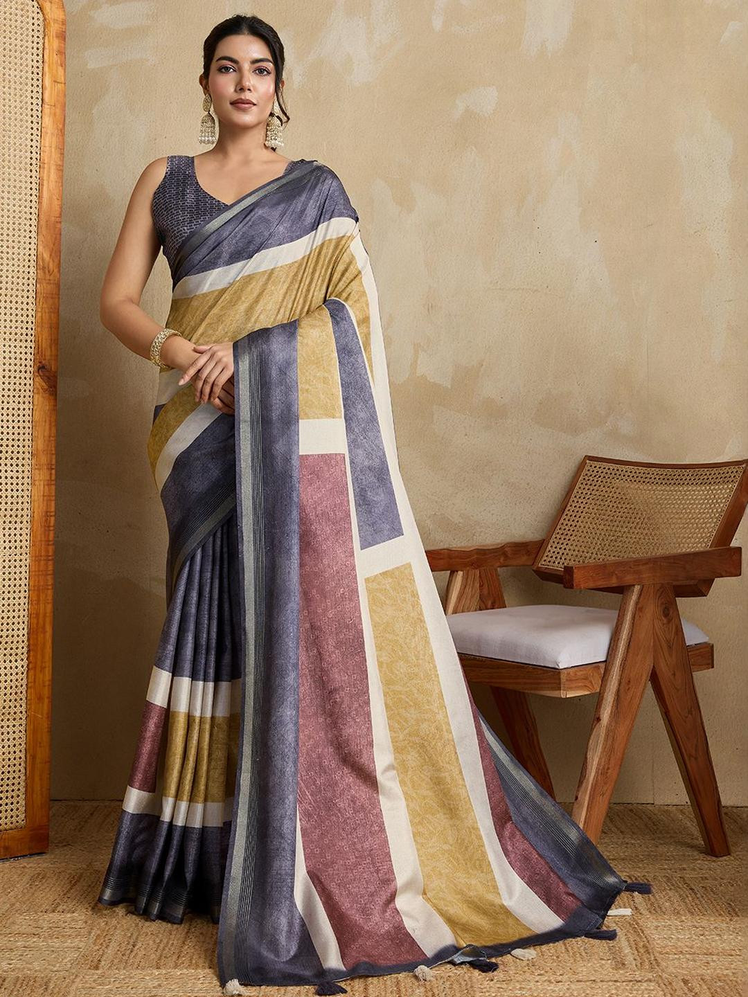Anjor Woven Design Silk Blend Tussar Saree