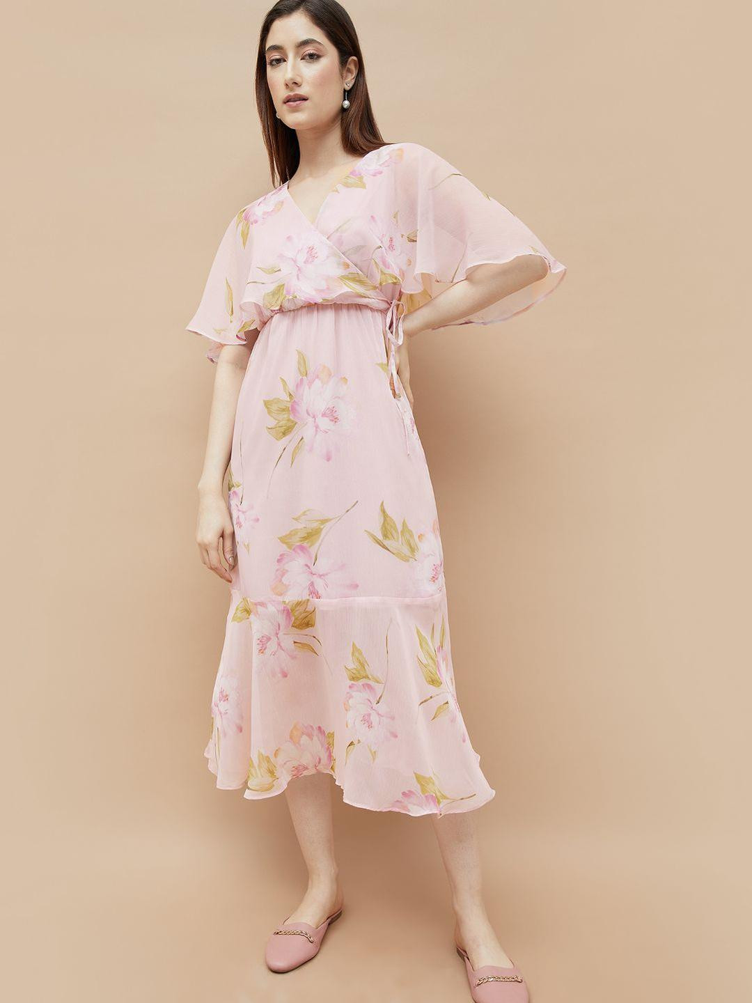 CODE by Lifestyle Floral Print Flared Sleeve A-Line Midi Dress