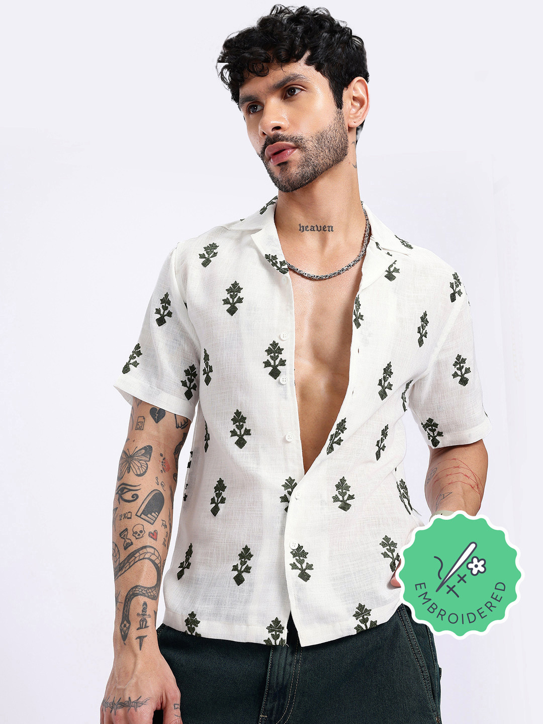 glitchez Boho Embroidered Relaxed Fit Shirt