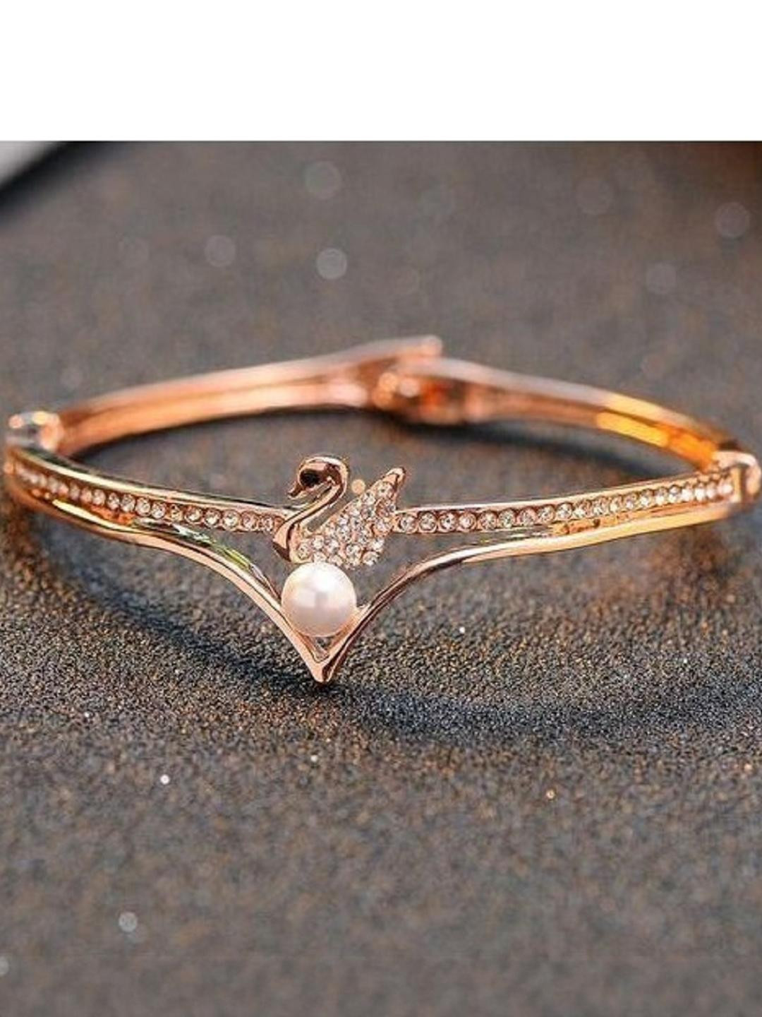 Cubic Zirconia  Rose Gold Plated Bangle Style Bracelet