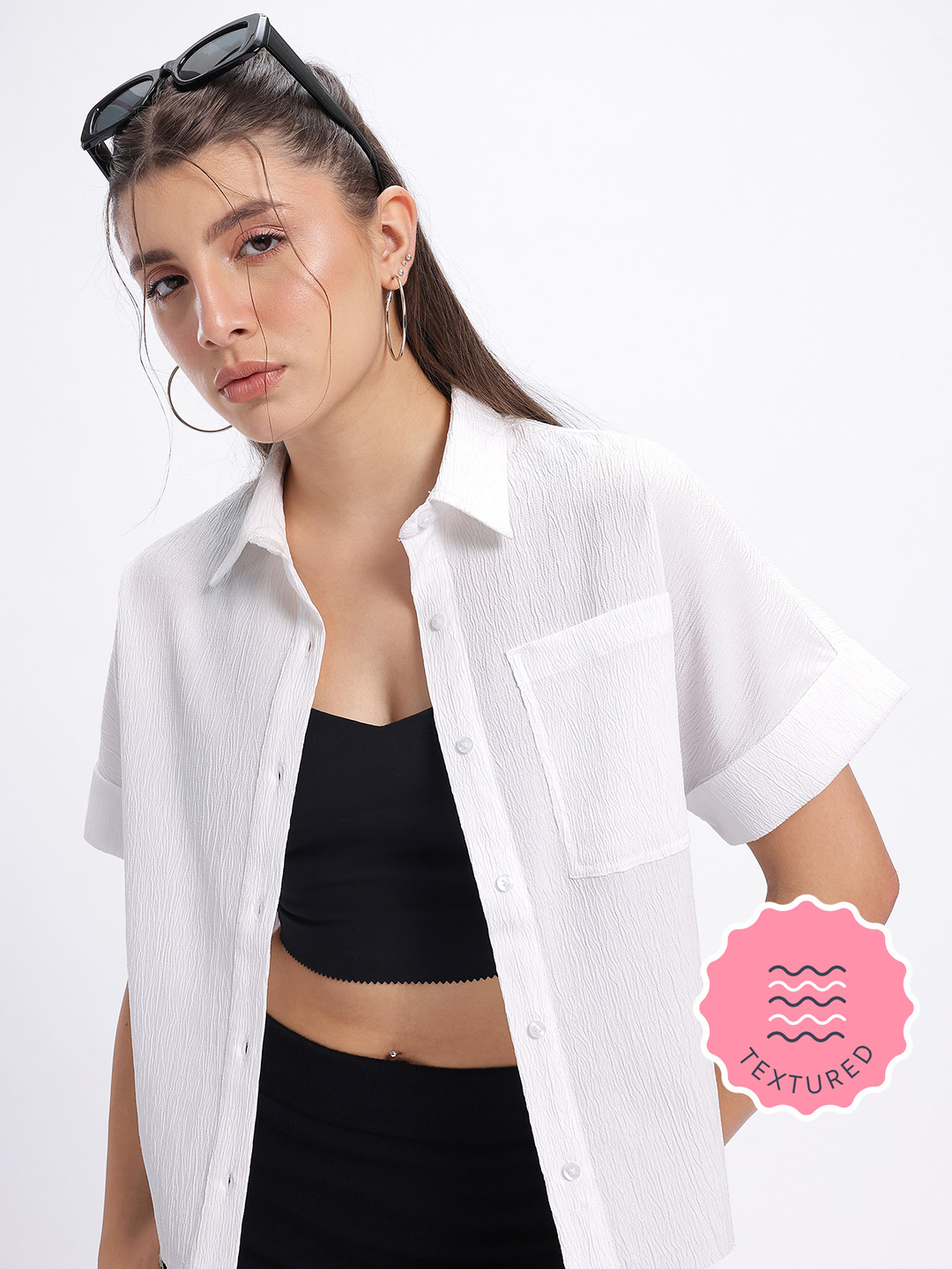 glitchez Textured Relaxed Fit Shirt