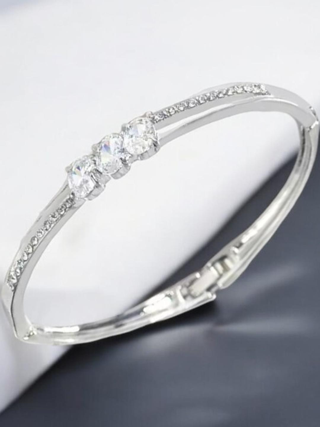 Shining  Jewellery Stylish Silver Crystal Bangle Bracelet for Women