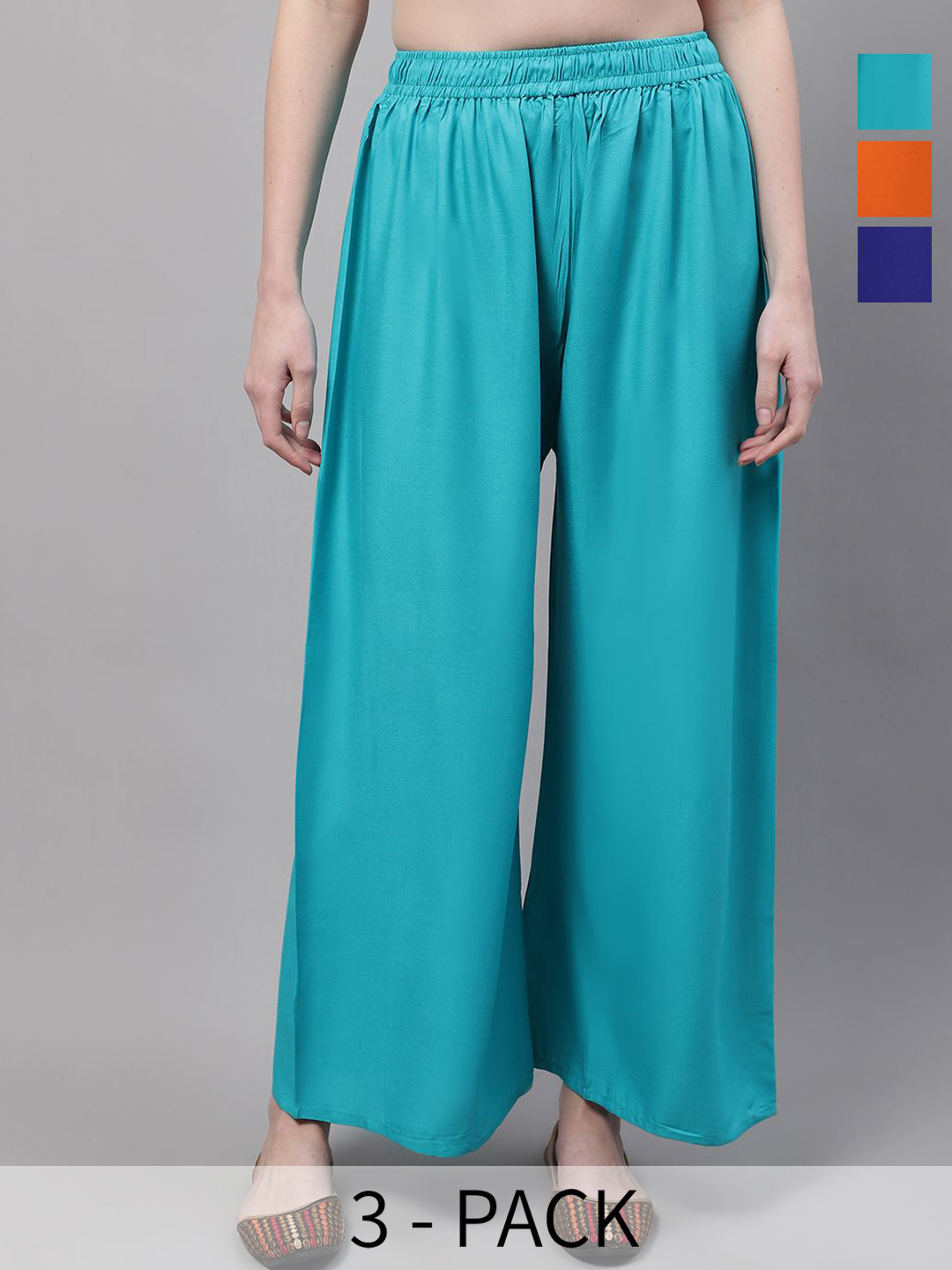 Valles365 by S.C. Women Pack Of 3Wide Leg Ethnic Palazzos