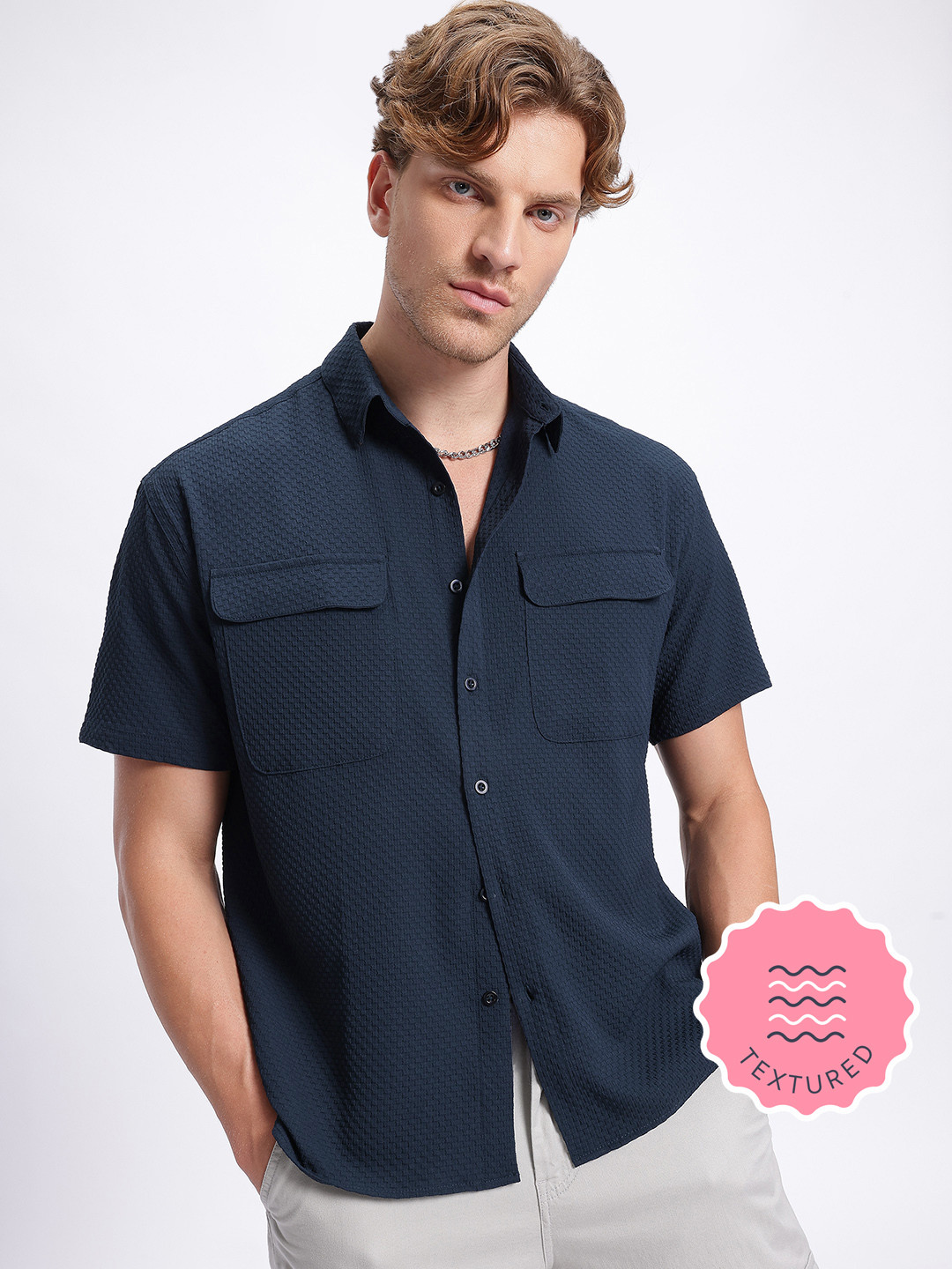 glitchez Textures Pocket Detail Relaxed Shirt