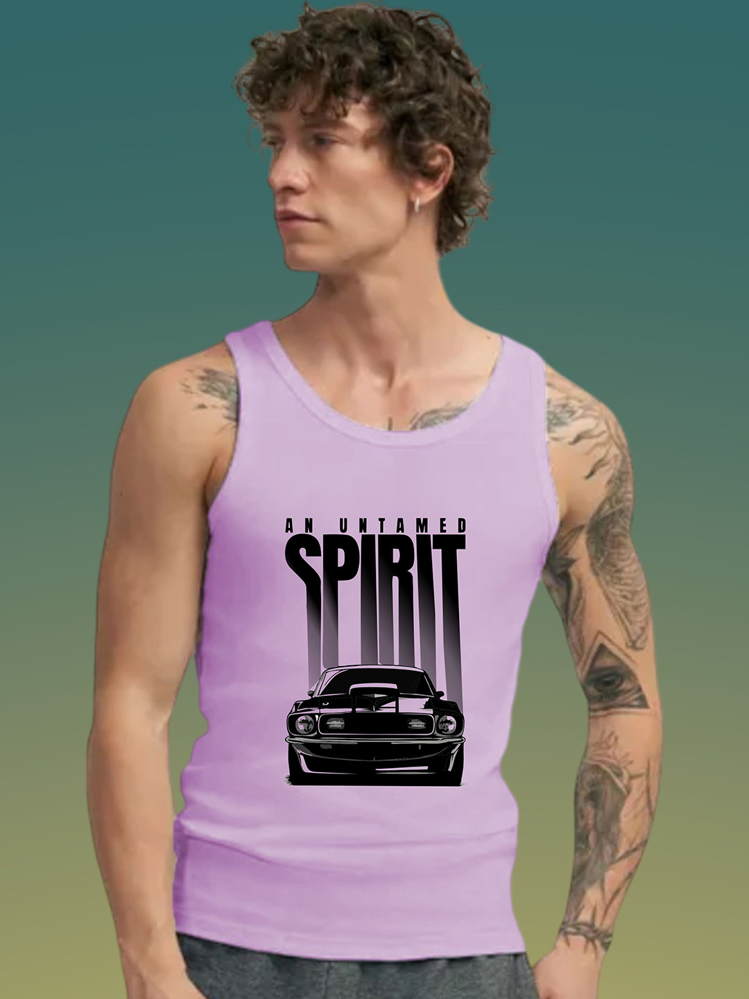 Uniplanet store Printed Scoop Neck Gym Vest UVM-SPIRIT-CAR-PRPL-S