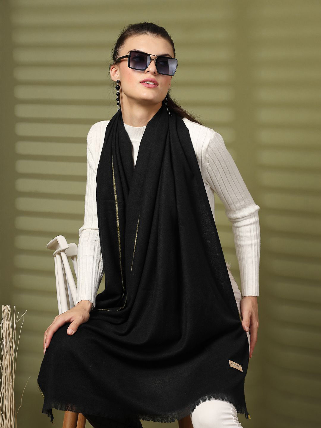 Mafadeny Women Solid Soft Wool Blend Stole