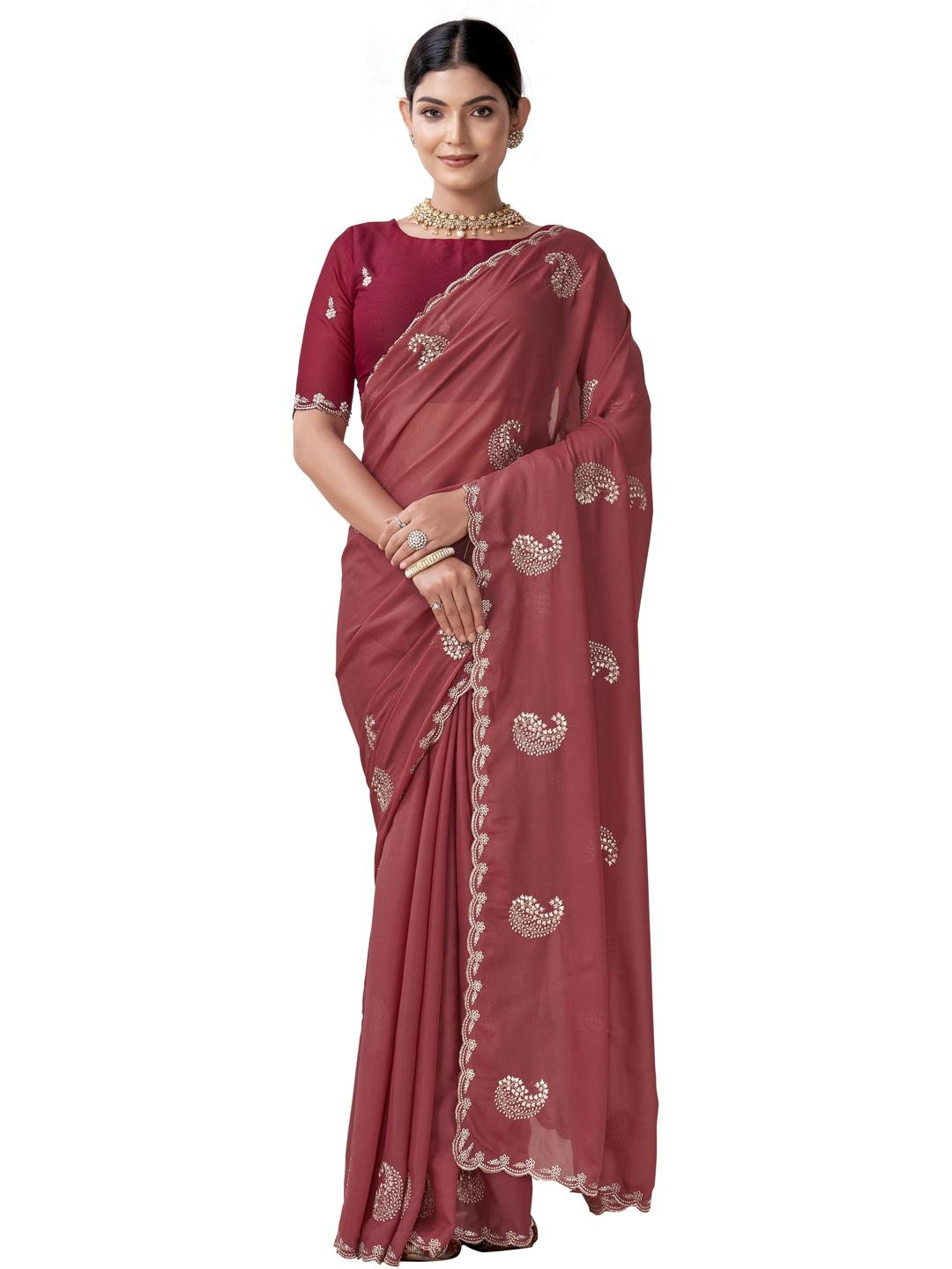 Kandora Floral Embroidered Pure Georgette Saree