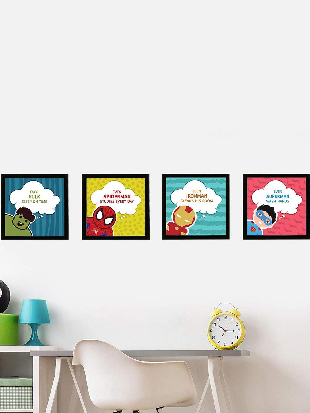 Chaka Chaundh Multicoloured Set Of 4 Piece Wall Paintings