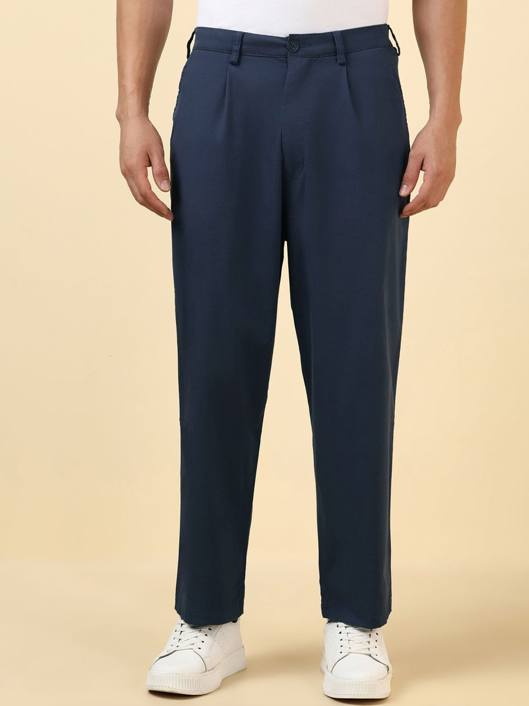 Allen Solly Men Pleated Tapered Fit Chinos Trousers