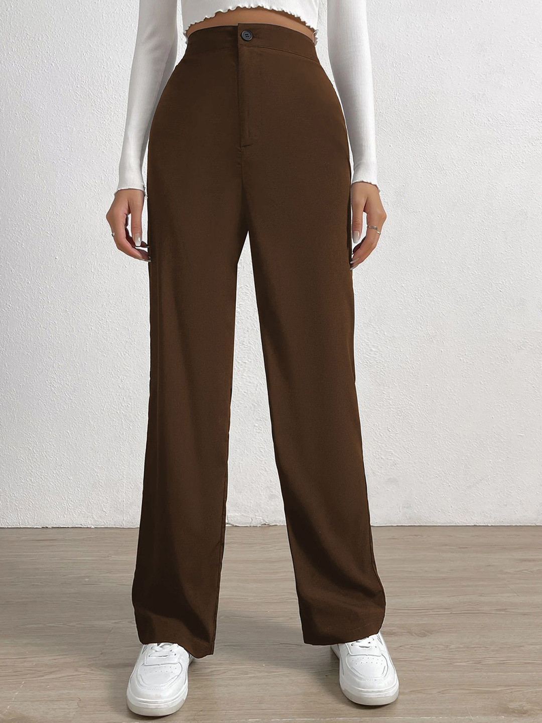 KERI PERRY Women Relaxed Straight Leg High-Rise Trousers