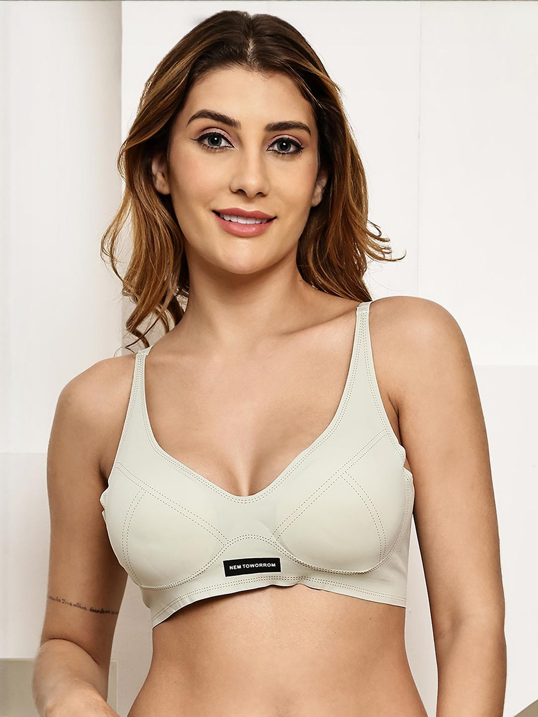 PrettyCat Green Non-Wired Nylon Workout Bra