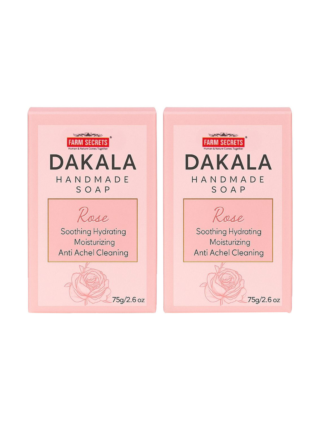 FARM SECRETS Set Of 2 Dakala Herbal Rose Soap- 75 g Each