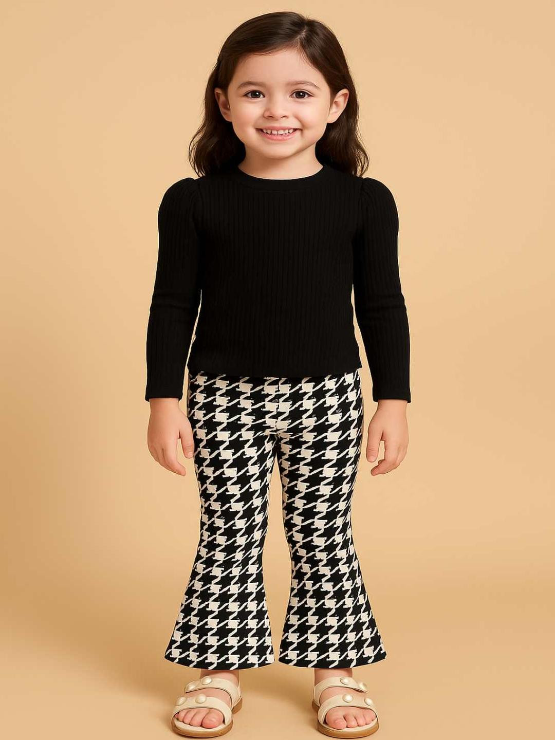 RAMIAAZ Black Self Design Cotton Blend Clothing Set