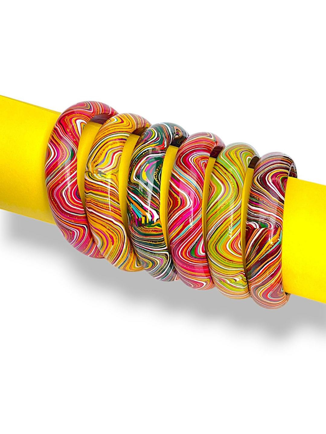 Aaroz & Co. Juli Kada Collection - Trendy Multi-Color Burada Craft Handmade Lac Bangles