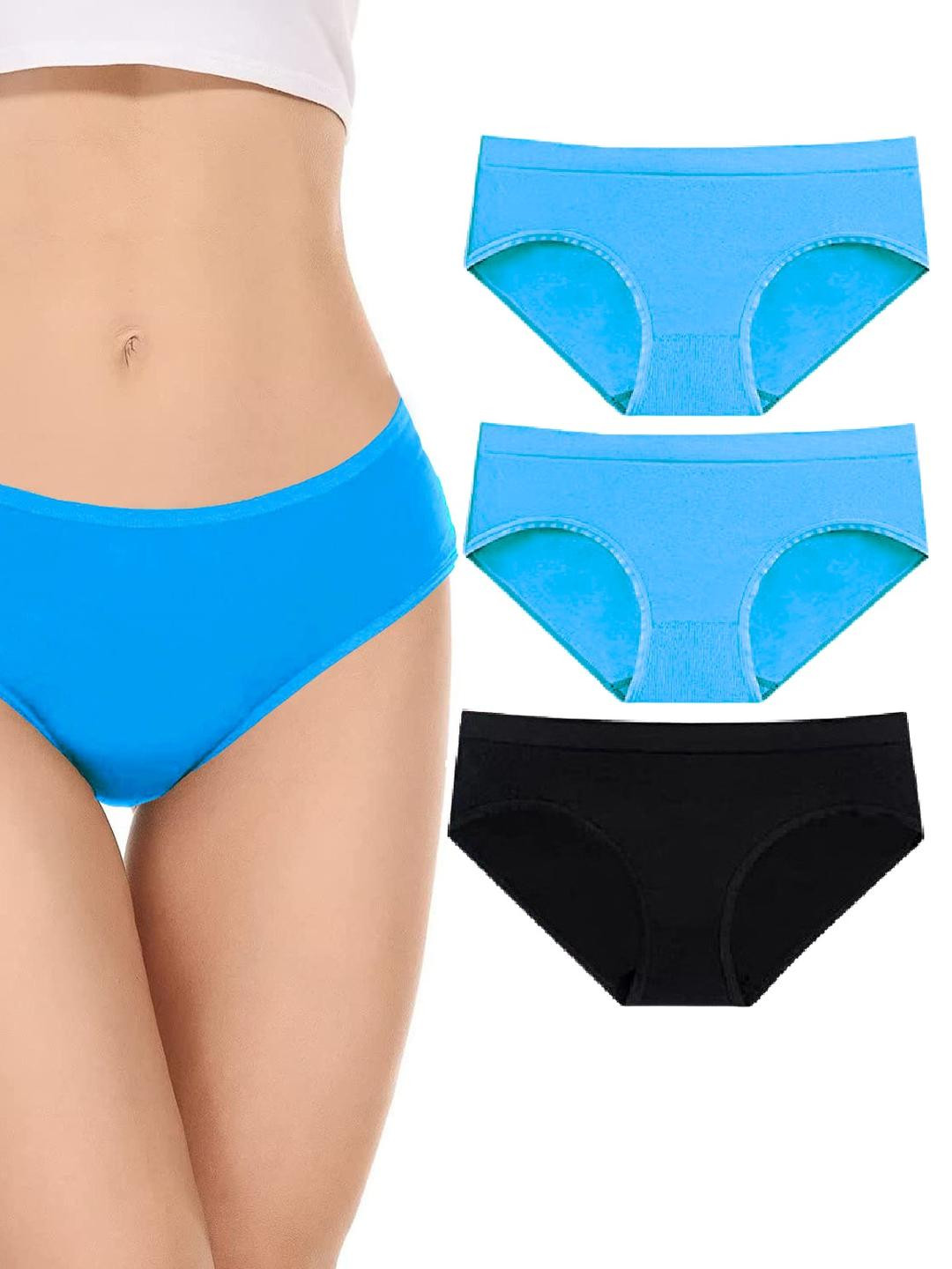 EMBATA Women Hipster Blue, Black Panty