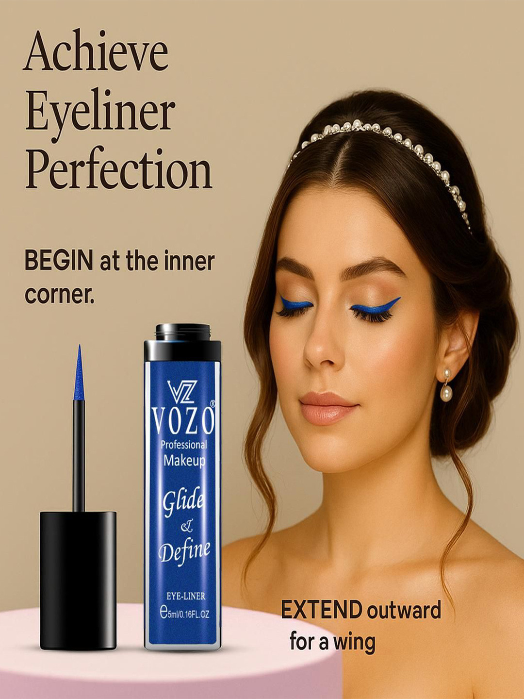 VOZO Glide & Define Insta-Perfect Liquid Eyeliner- 5 ml- Blue
