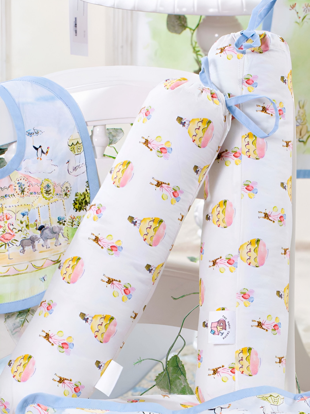 THE BABY TRUNK Infant 2-Pcs White & Yellow Printed Organic CottonBolsters