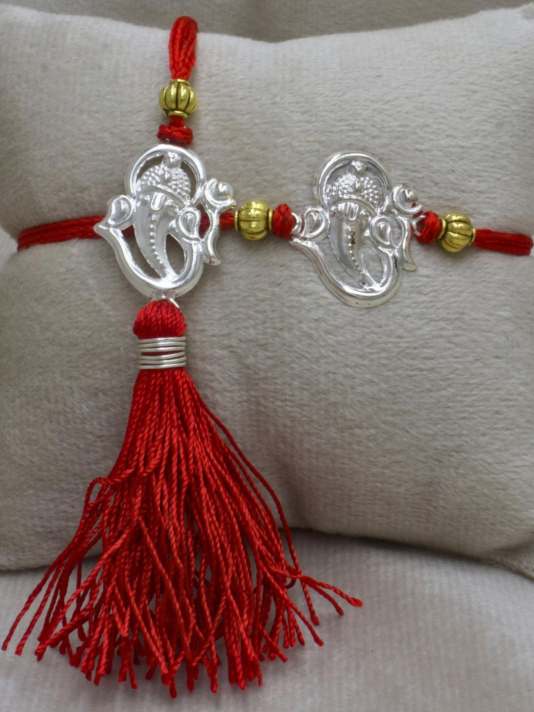 925 Silver Rakhi for Bhai with Roli Kum Kum, Certificate and Greeting Card