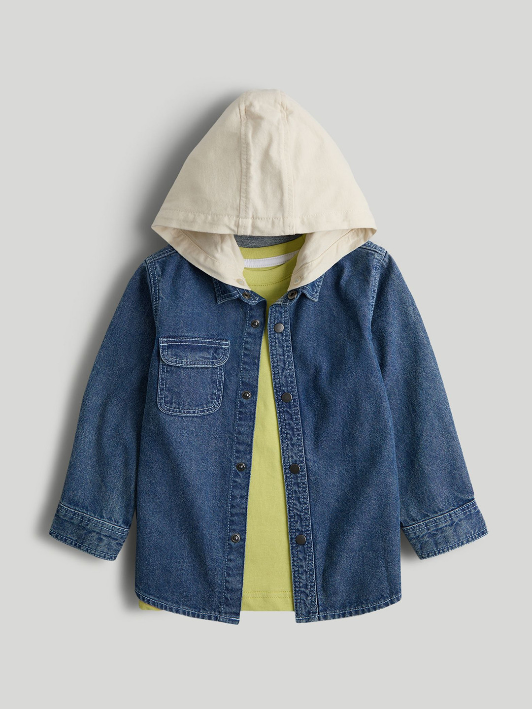 mothercare Boys Geometric Printed Round Neck Pure Cotton T-Shirt With Jacket