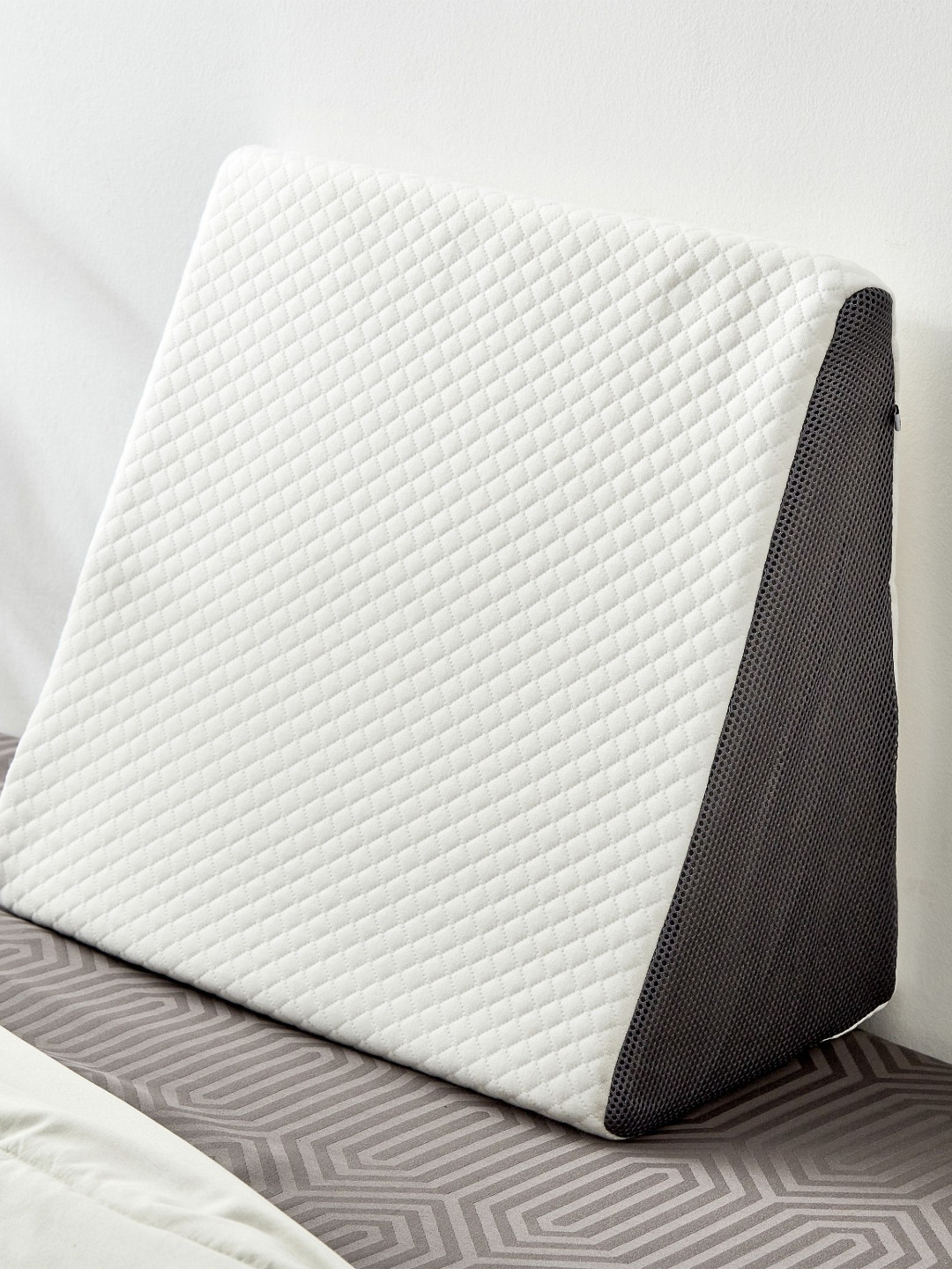 Home Centre Grey Geometric Printed Soft Sleep Pillow
