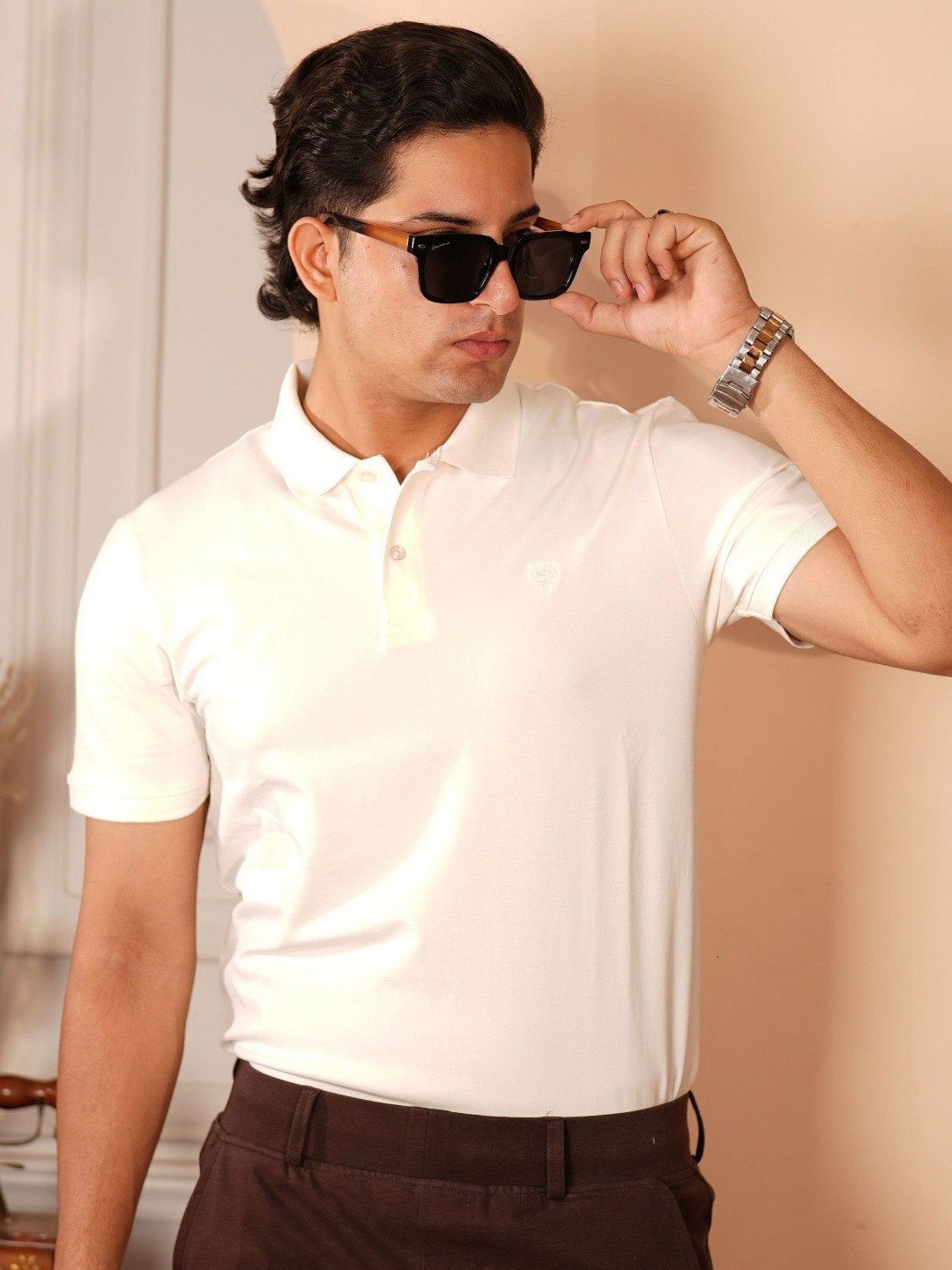 BLACK BUCK Polo Collar Short Sleeves Cotton T-shirt