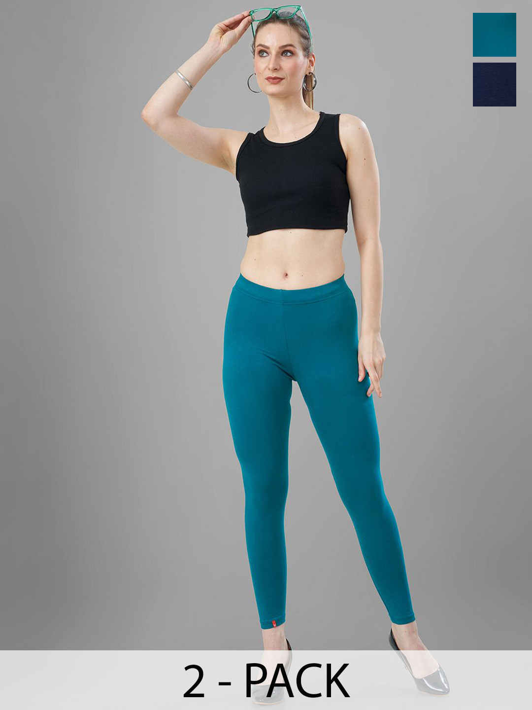 T19 Pack Of 2 4-Way Stretchable Ankle-Length Leggings