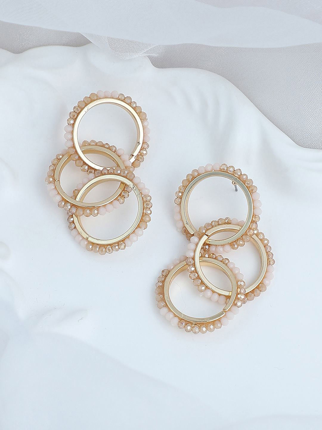SOHI The Bead-Loop Gold-Plated Circular Drop Earrings