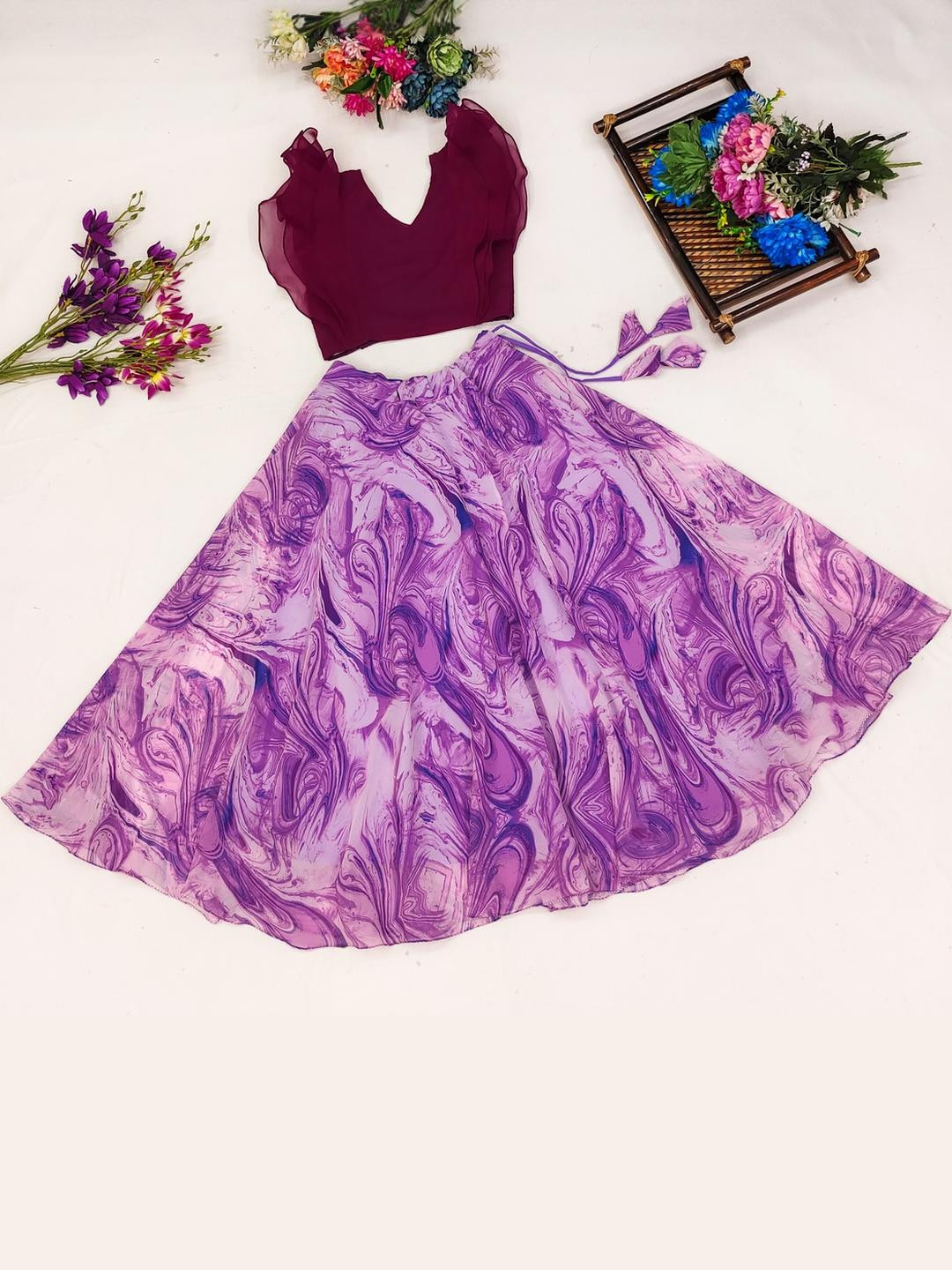 RJ ONLINE Ready To Wear Poly Georgette Lehenga Choli