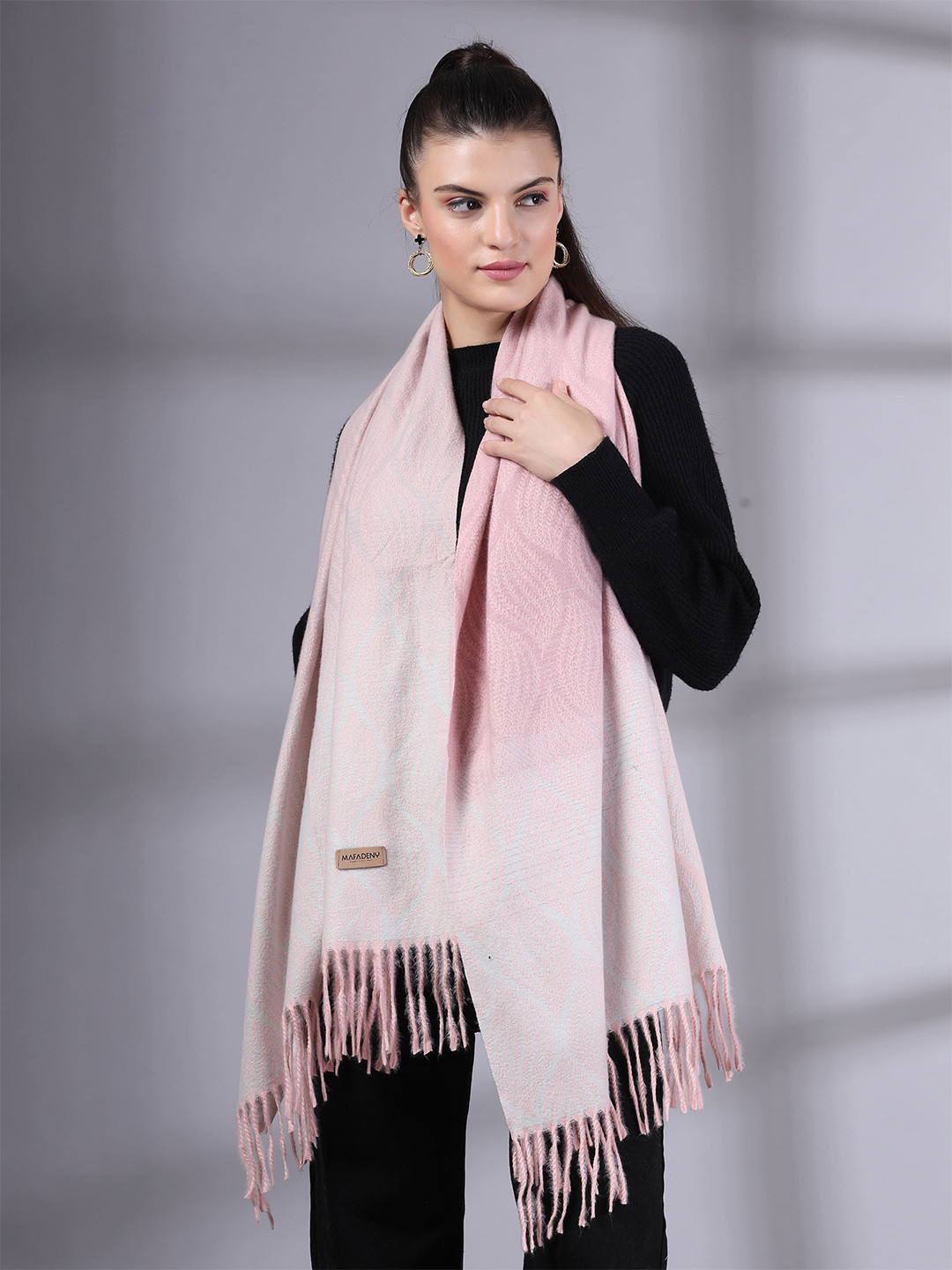 Mafadeny Women's Wool Self Design Stole