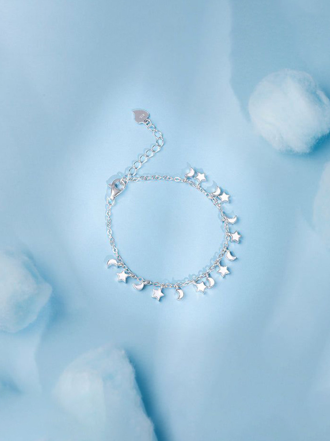 GIVA Silver Star Moon Kids Bracelet