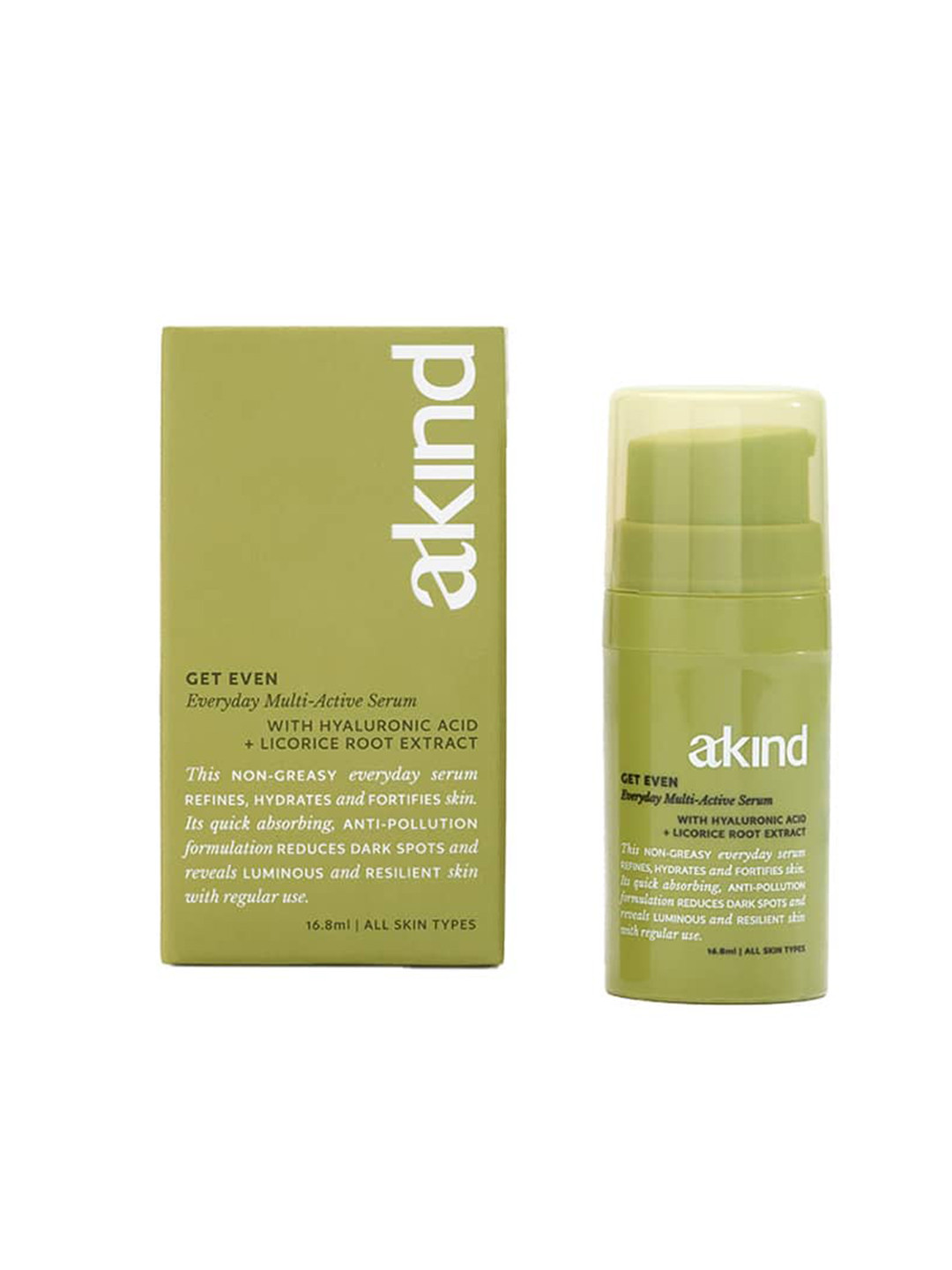 akind Get Even Everyday Multi-Active Serum Mini with Hyaluronic Acid & Licorice - 16.8 ml