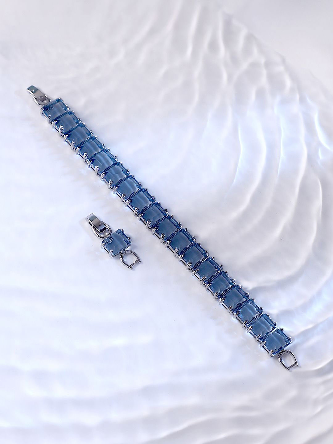SOHI Women Silver Plated Crystal-Quad Tennis Wraparound Bracelet