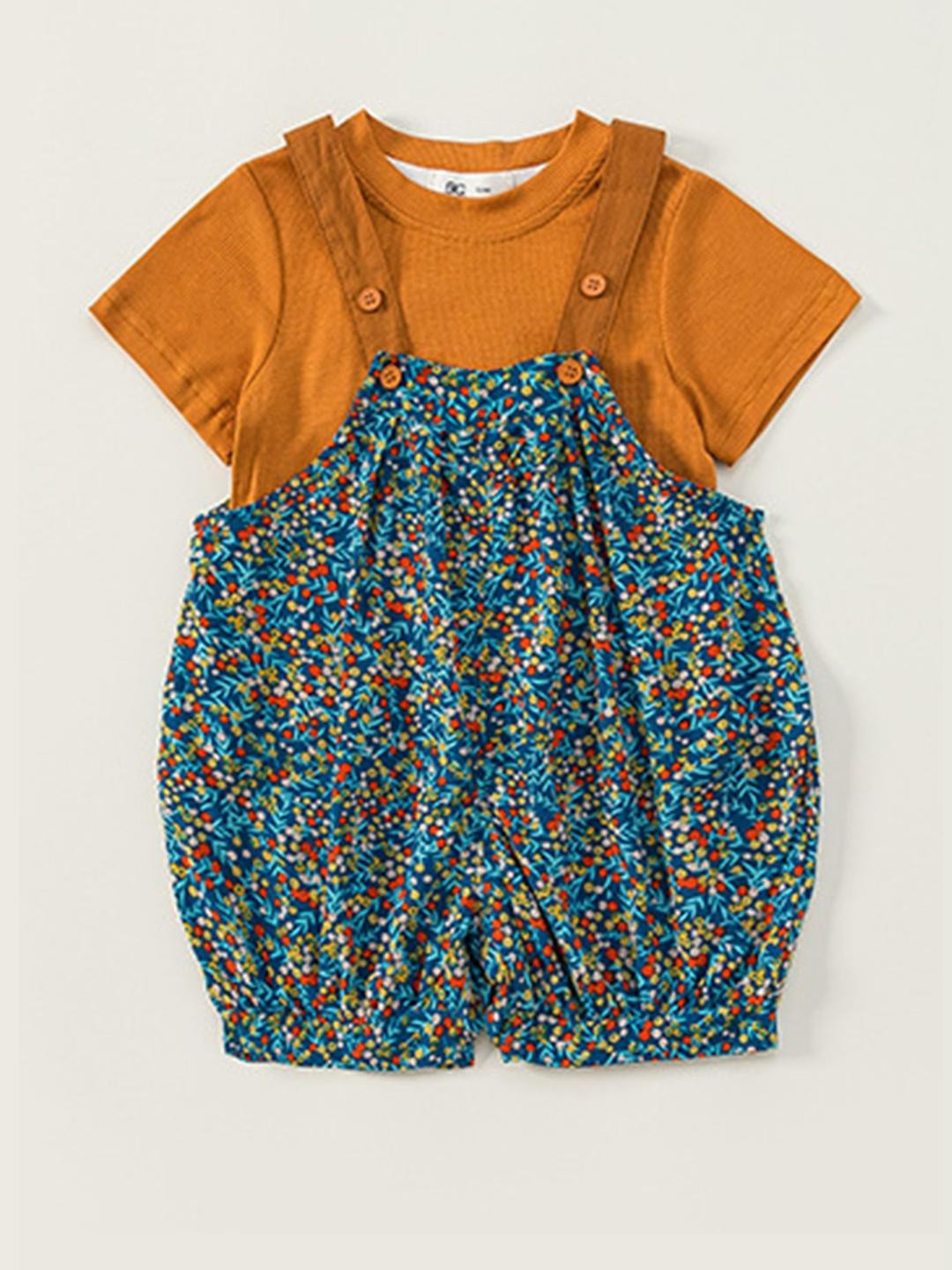 LULU & SKY Kids Printed T-shirt & Suspender Shorts