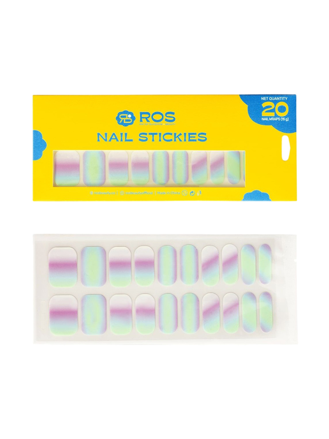 Ray Of Sunshine- ROS Beauty Set Of 20 Peel & Stick Nail Art Stickers- Mermaid Magic