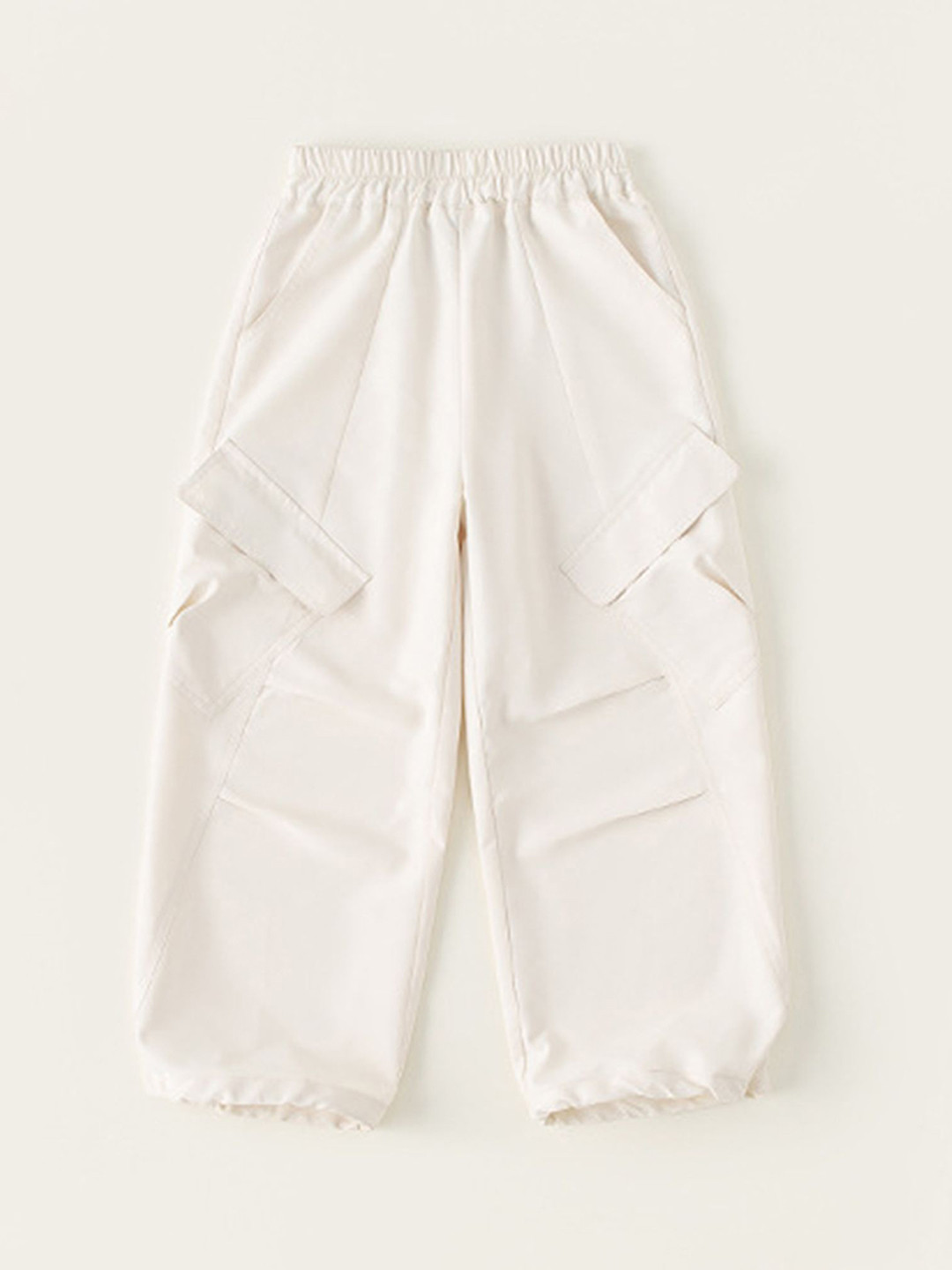 LULU & SKY Girls Solid Loose Fit High-Rise Flat-Front Cargos