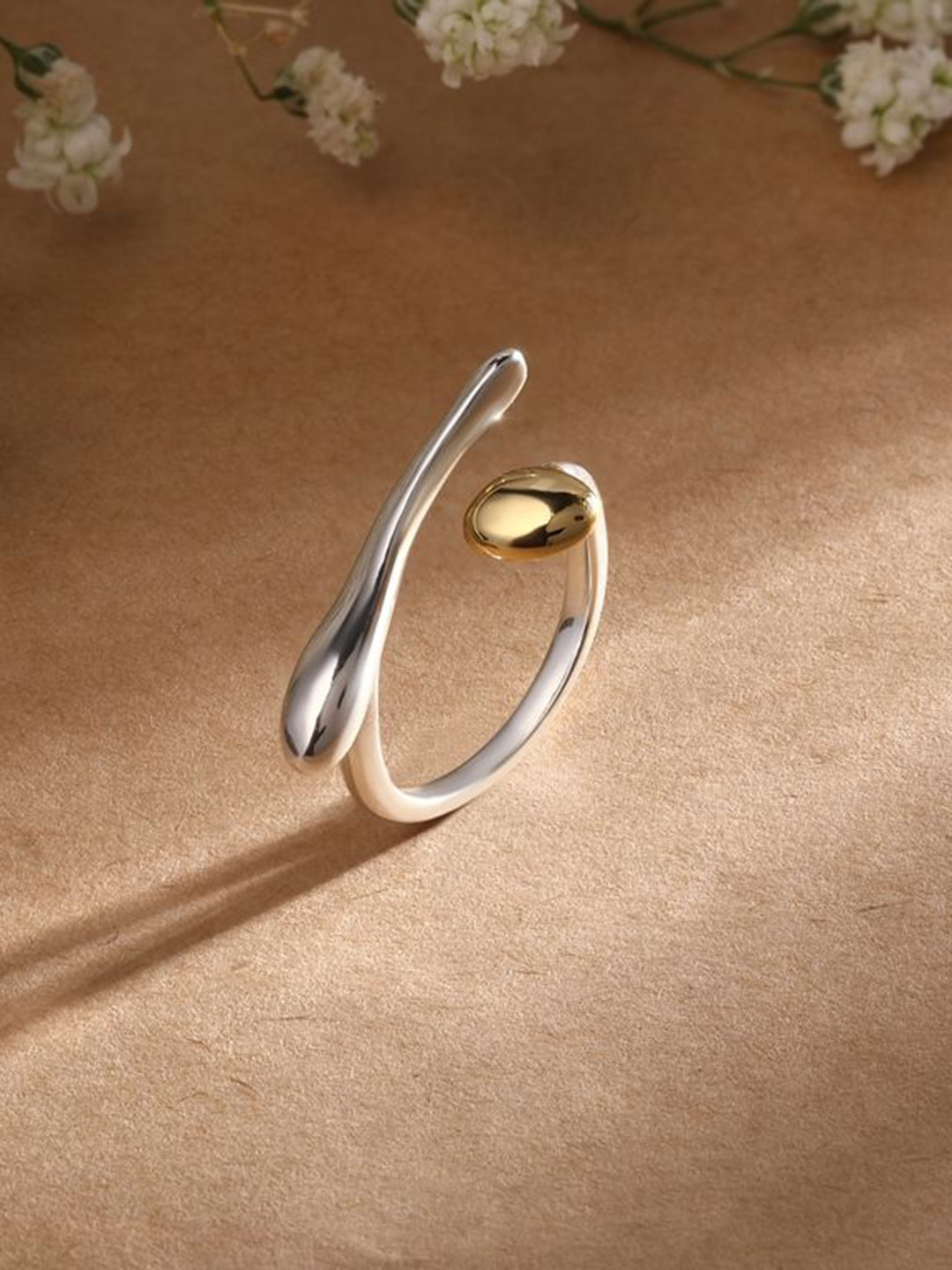Cierra Silver Plated Two-Tone Adjustable Finger Ring